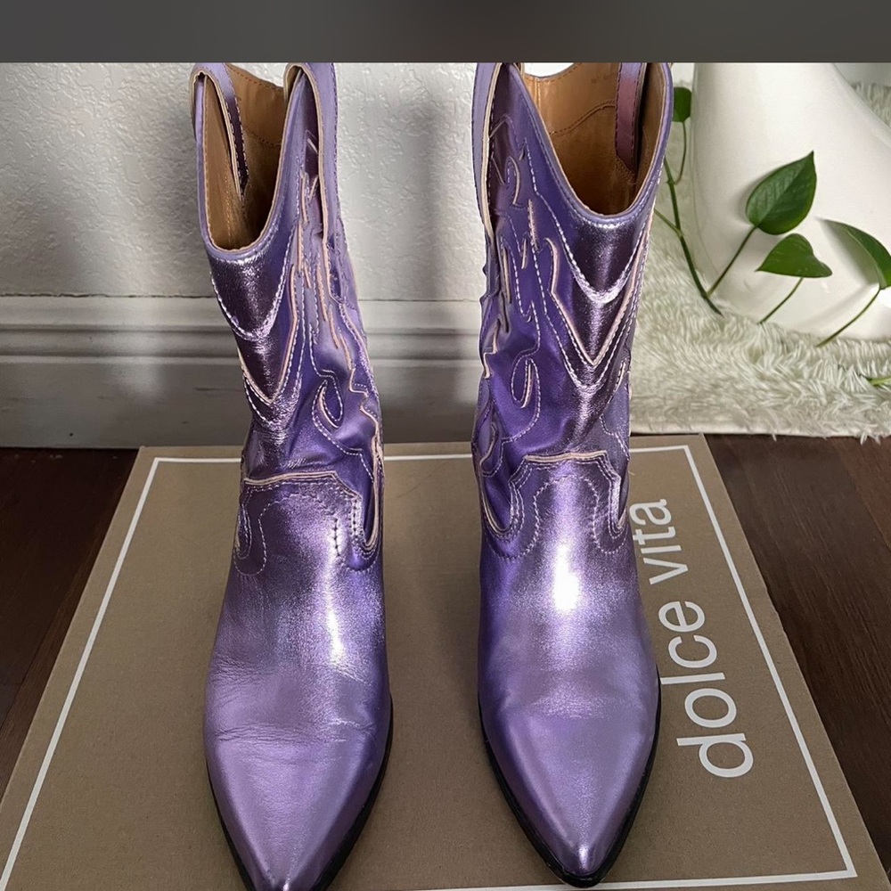 Dolce Vita Metallic Purple Heeled Boots - Picture 4 of 5